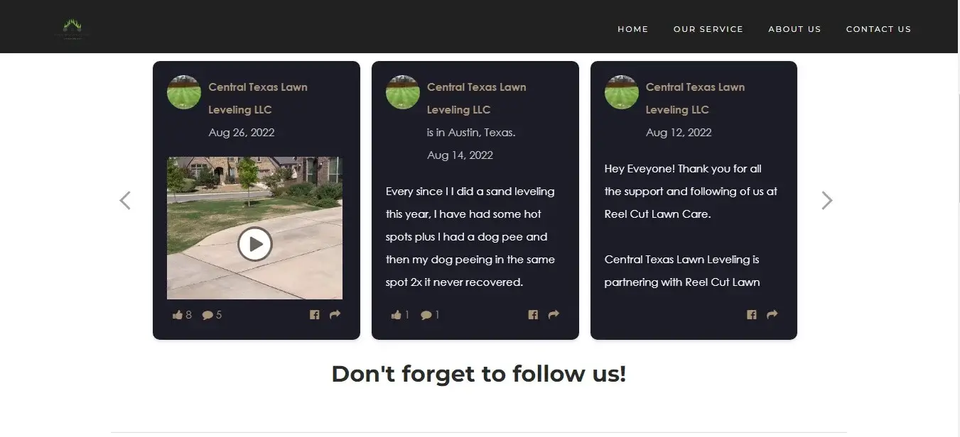 Central Texas Lawn Leveling LLC Facebook Page Posts screenshot