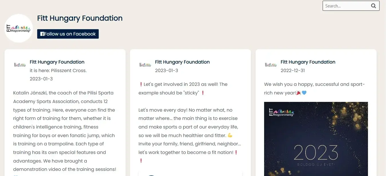 Fitt Hungary Foundation Facebook Page Posts screenshot