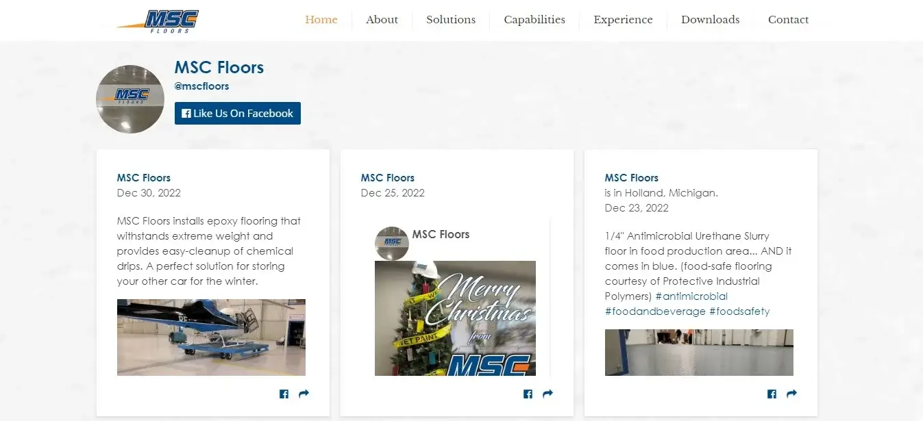 MSC Floors Facebook Page Posts screenshot