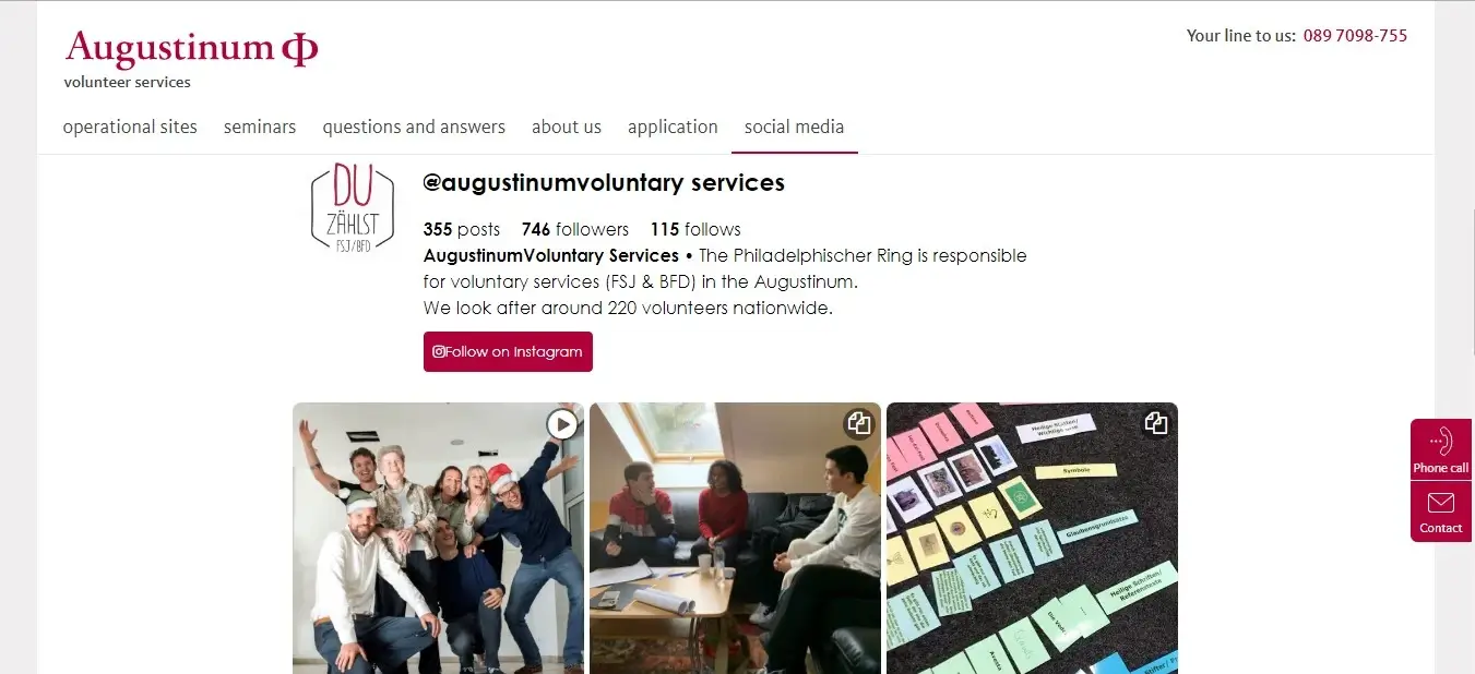 Augustinum Instagram Profile screenshot