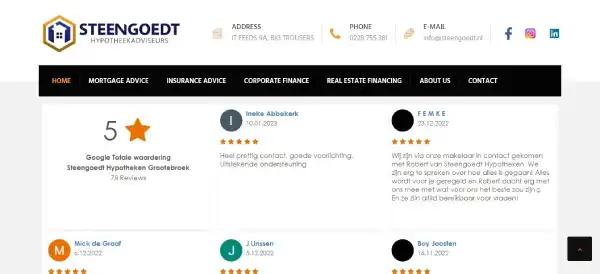 Steengoedt Hypotheken Google Reviews screenshot