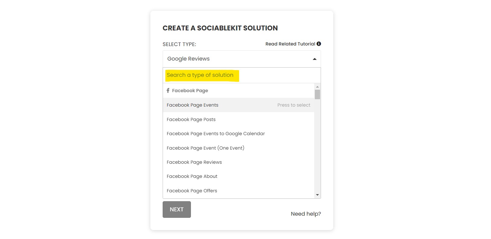Select "Facebook Group Events" on the dropdown - Free Facebook Group Events Widget For Weebly Website